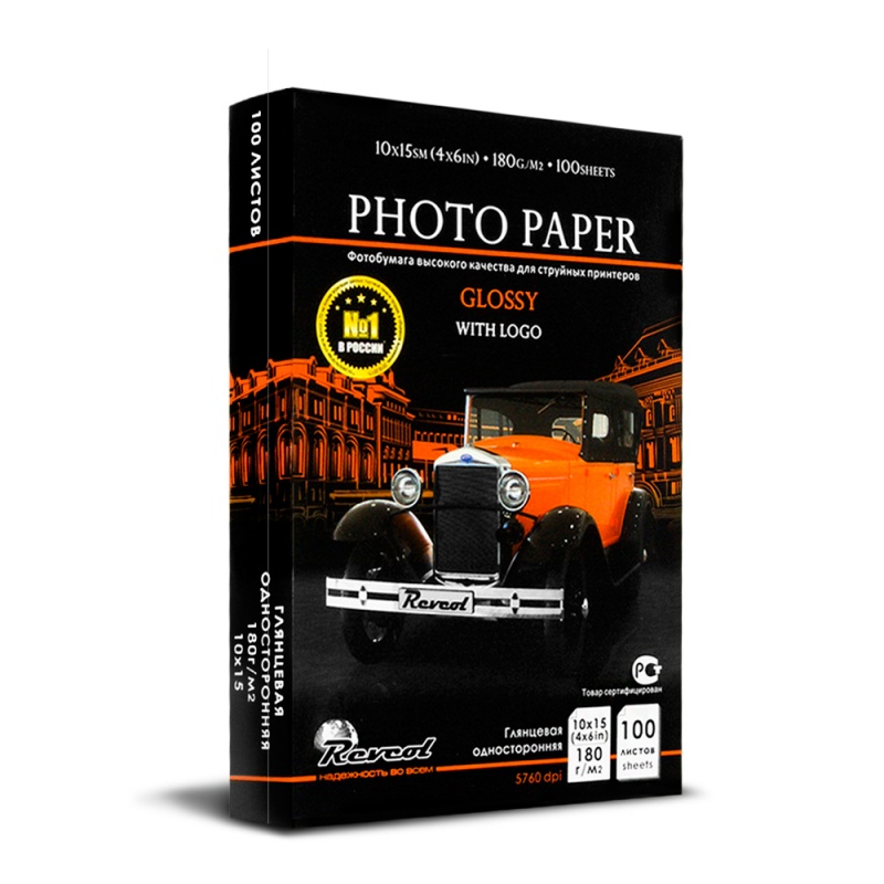 Фотобумага, REVCOL, глянцевая, 10х15 (4х6 in), 180г м2, 100 л